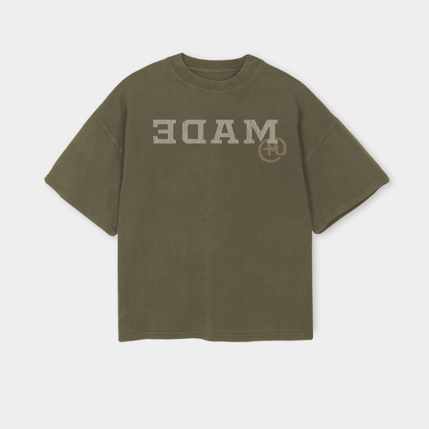 Reversed Logo Tee in Olive Green