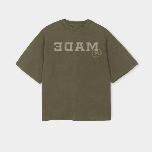 Reversed Logo Tee in Olive Green