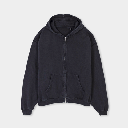 Oversized Zip Hoodie - Vintage Black